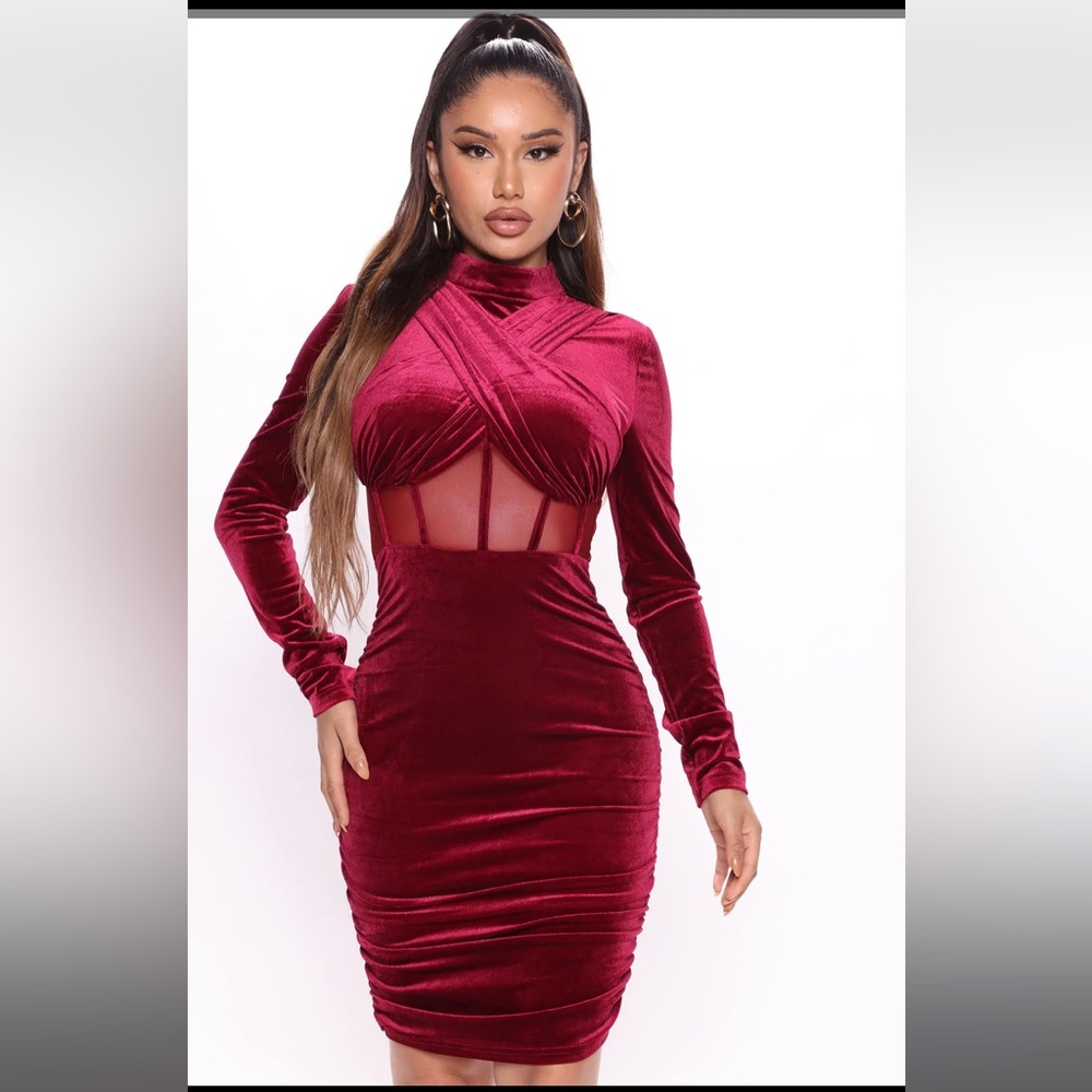 NEVER WORN Velvet Corset Detail Mini Dress
